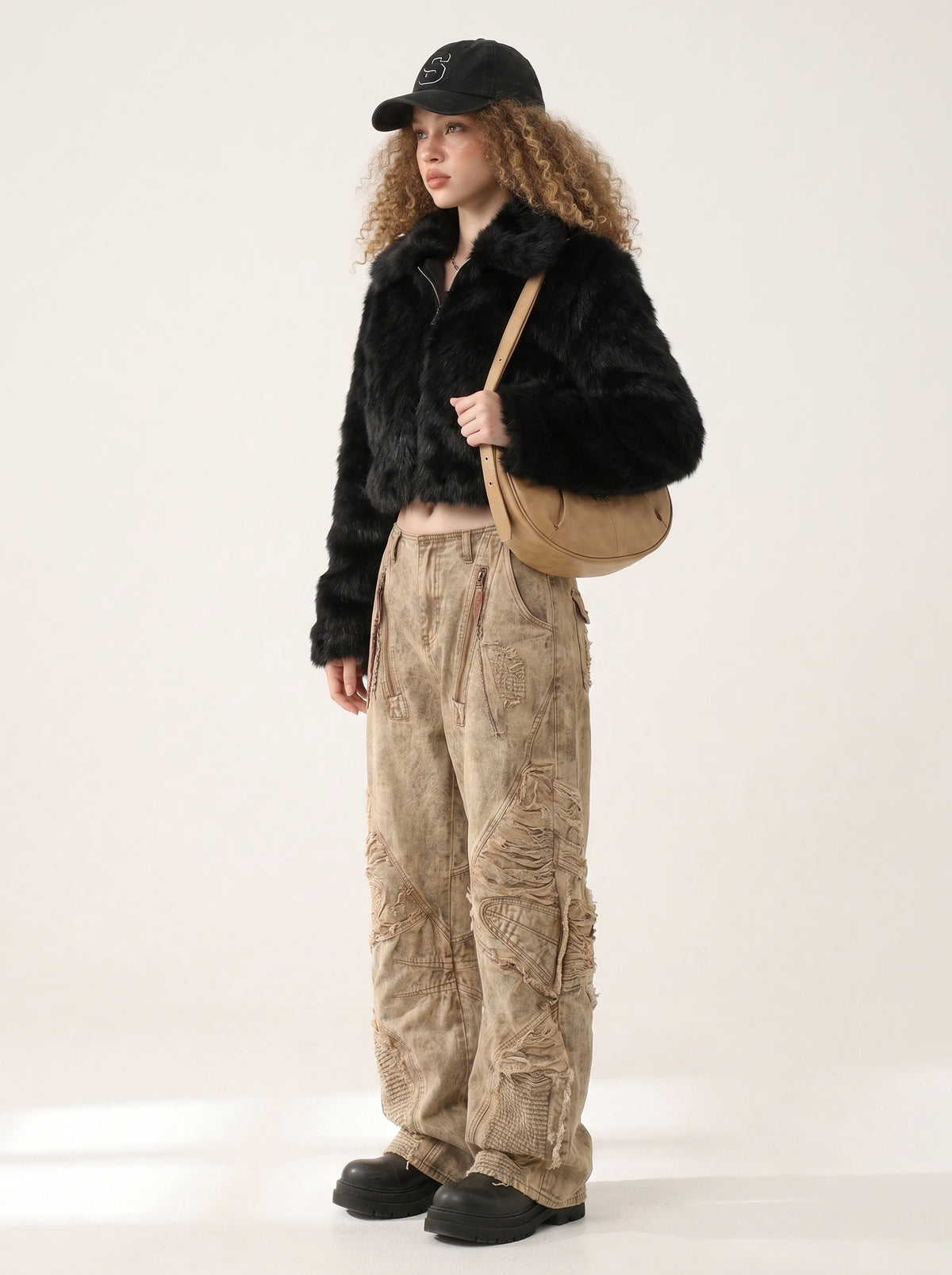 NOTINNYC Luhan is the same style of American heavy industry old irregular ripped scimitar jeans men's and women's high street pants