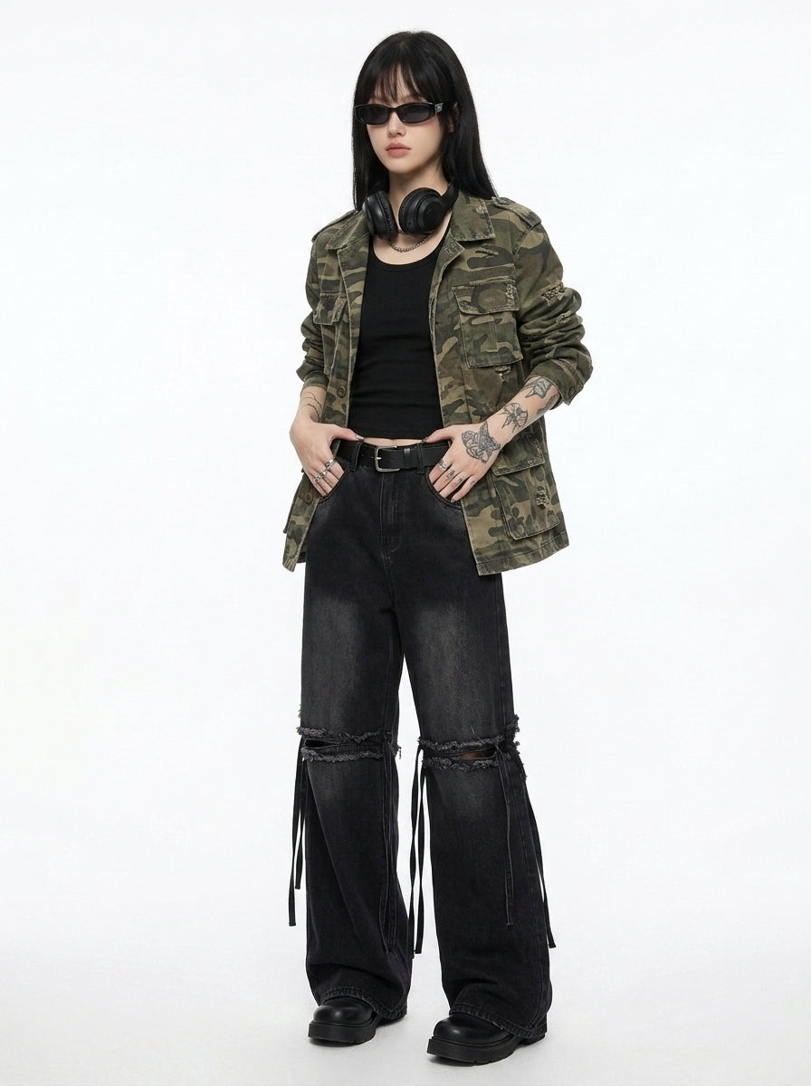 Slit Streamer Jeans
